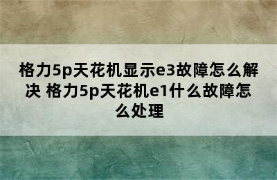 格力5p天花机显示e3故障怎么解决 格力5p天花机e1什么故障怎么处理